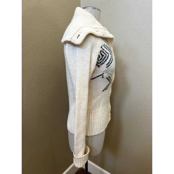 COLUMBIA Women's Knit Sweater Wool Alpaca Oversized Collar Size Small - Picture 2 of 4